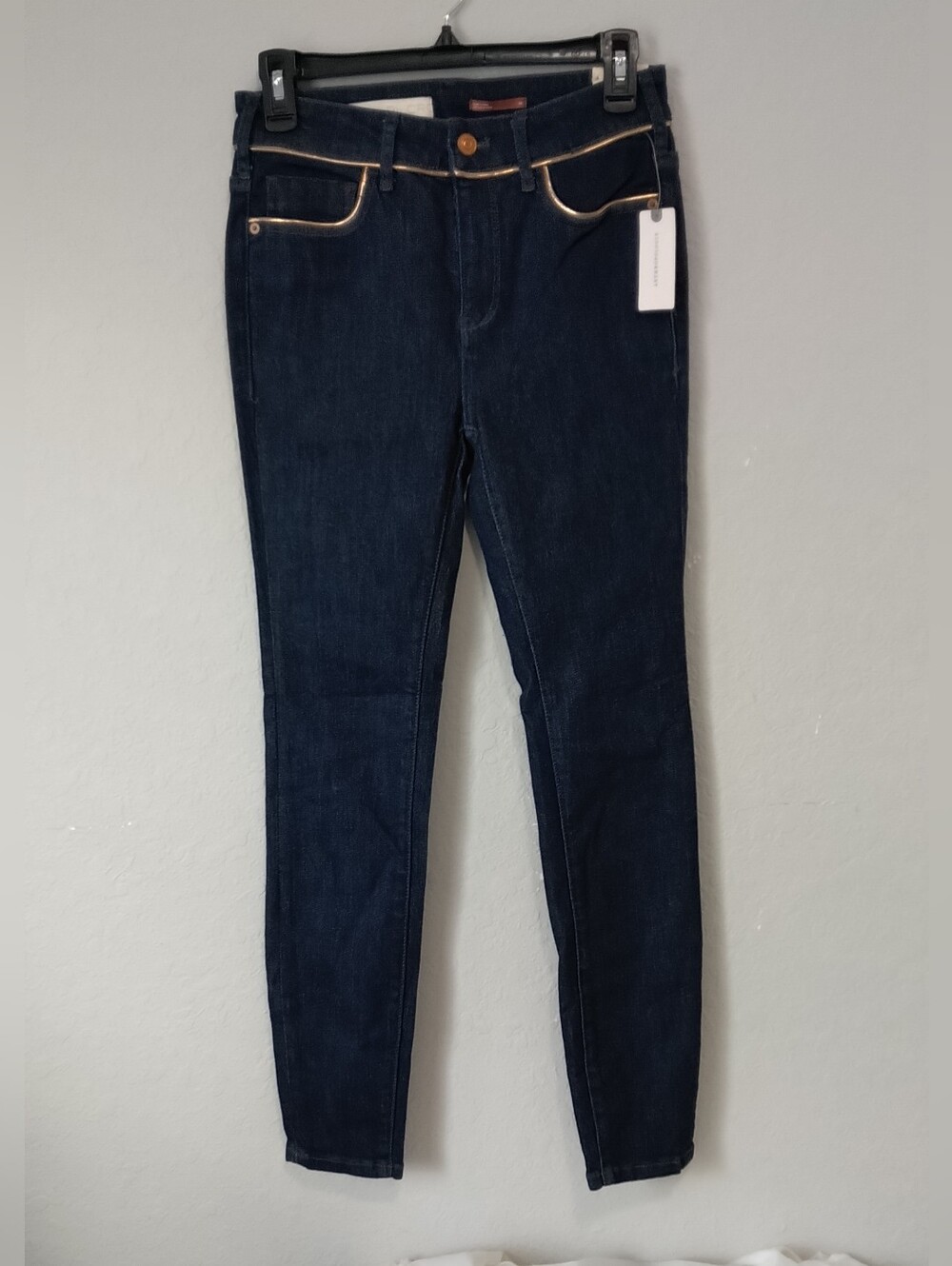 Anthropologie High-Rise Skinny Jeans in Dark Indigo